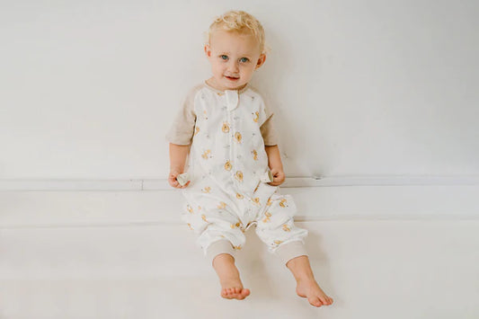 SS23 Raglan Bamboo Pima Short Sleeve Footed Sleep Bag 0.6 TOG