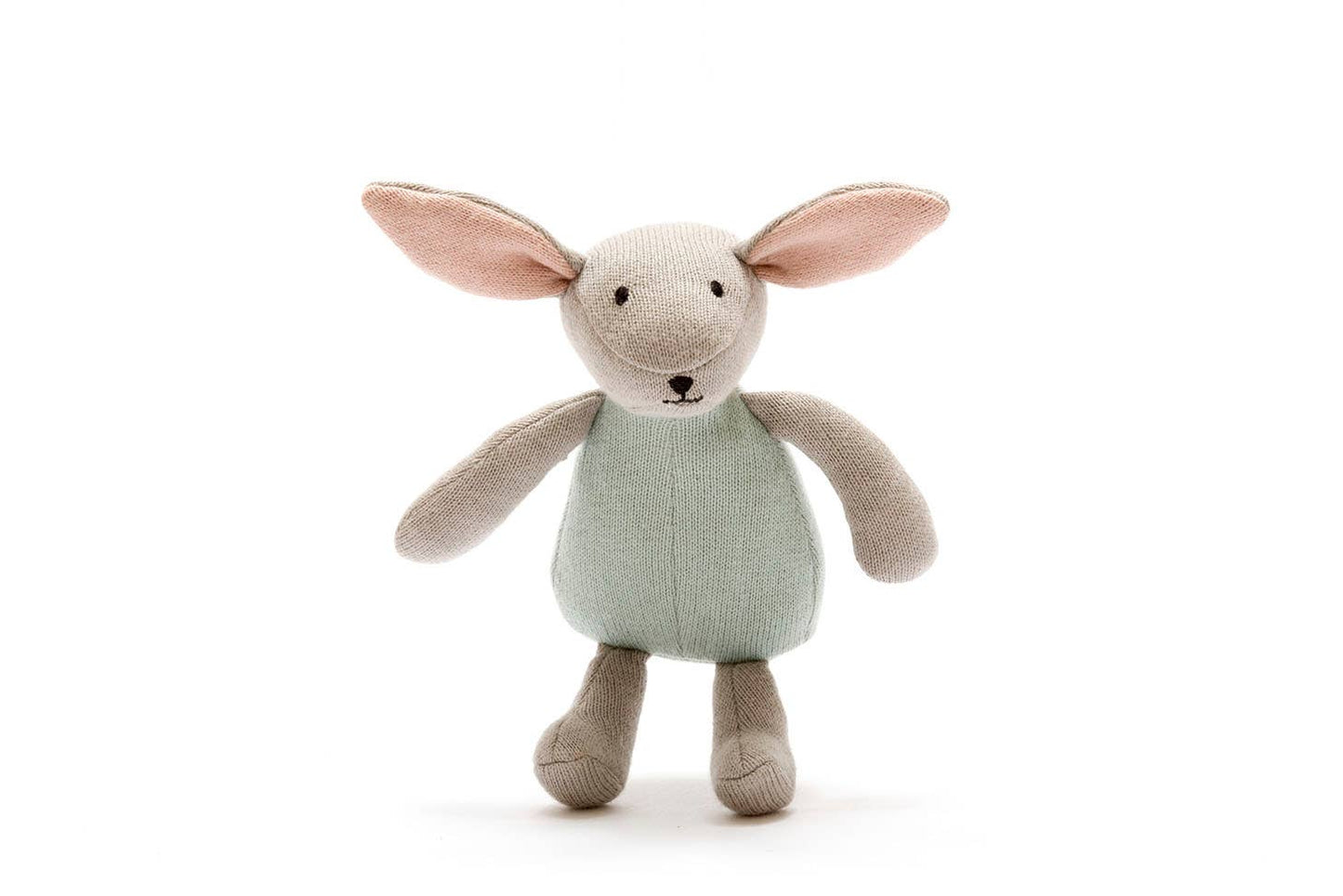 Organic Cotton Knitted Bunny Soft Toy in Teal
