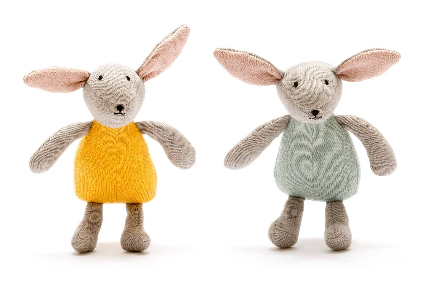 Organic Cotton Knitted Bunny Soft Toy in Teal