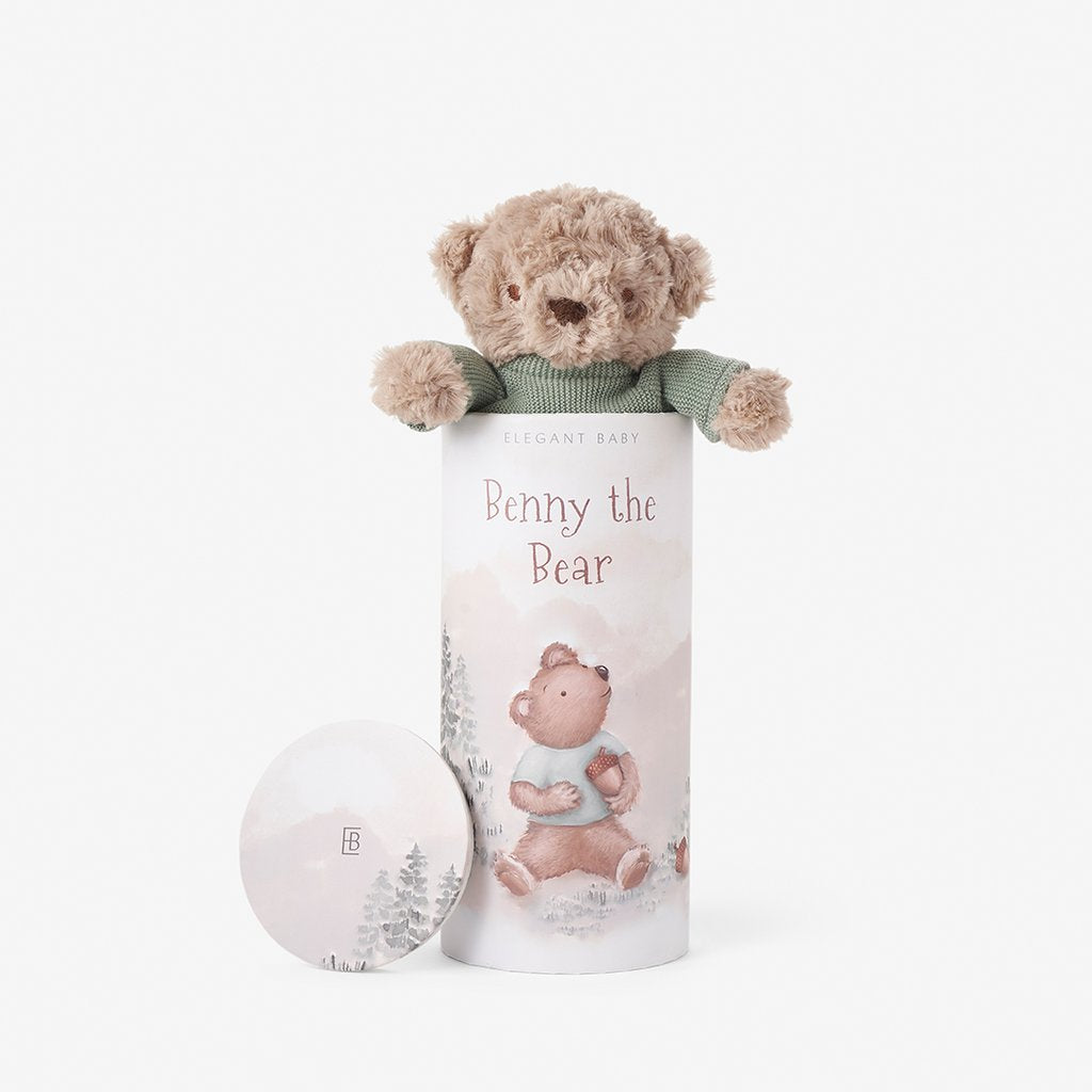10" BEAR PLUSH TOY IN CYLINDER