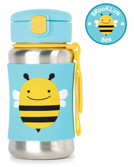 Zoo stainless steel little kid straw bottle