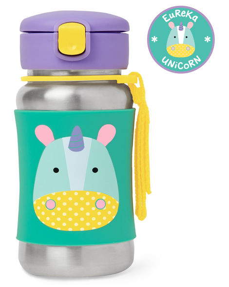 Zoo stainless steel little kid straw bottle
