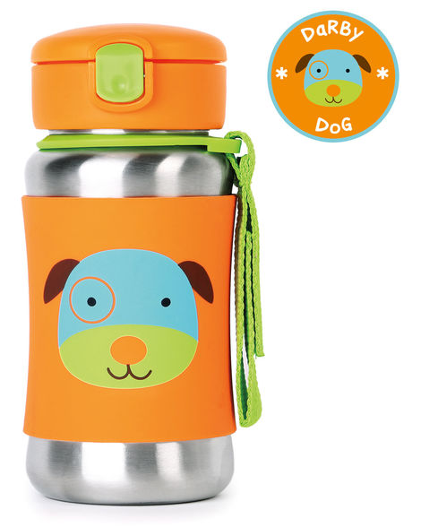 Zoo stainless steel little kid straw bottle