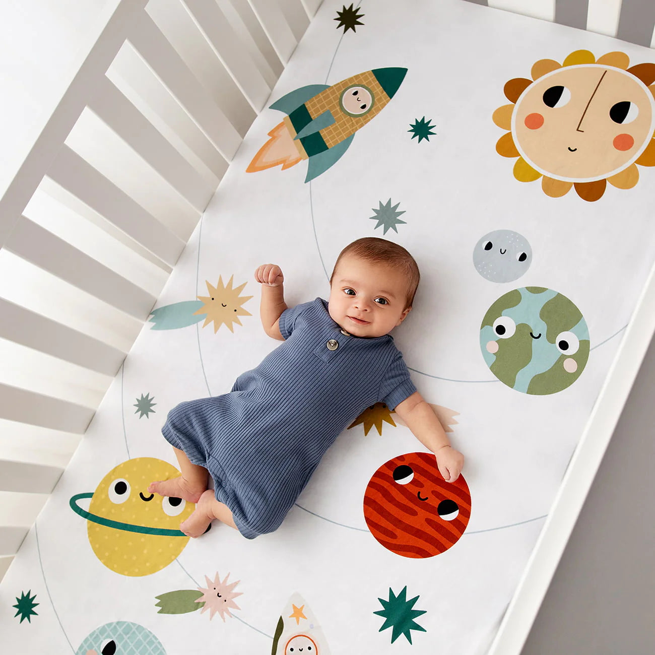 Rookie Humans - Standard Size Crib Sheet Space Explorer
