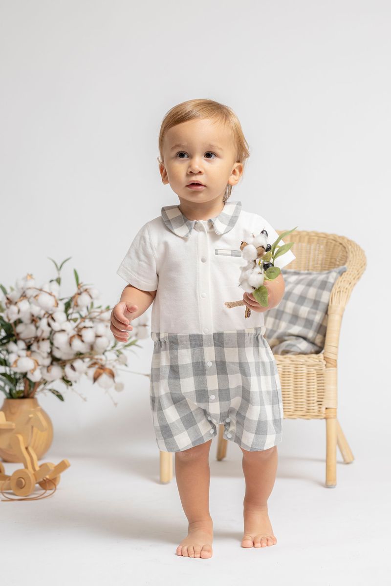 Short Sleeve Shirt Collar Romper