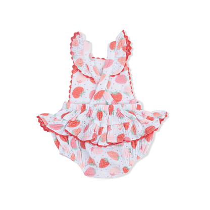 Strawberry Bliss Ric Rac Ruffle Sunsuit