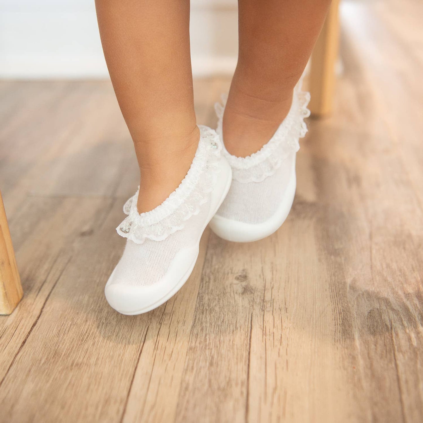 Komuello first walker baby sock shoes -Flat-Snow Lace