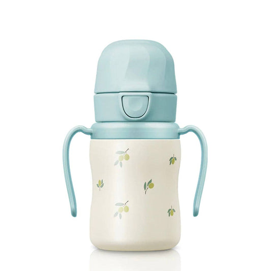 Grosmimi Stainless Steel Straw Cup with Flip Top - 6oz (200ml): Olive_Pistachio