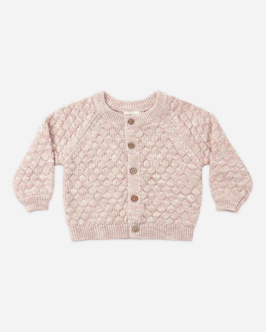 Quincy Mae Bubble Knit Cardigan || Dusty Rose Speckle