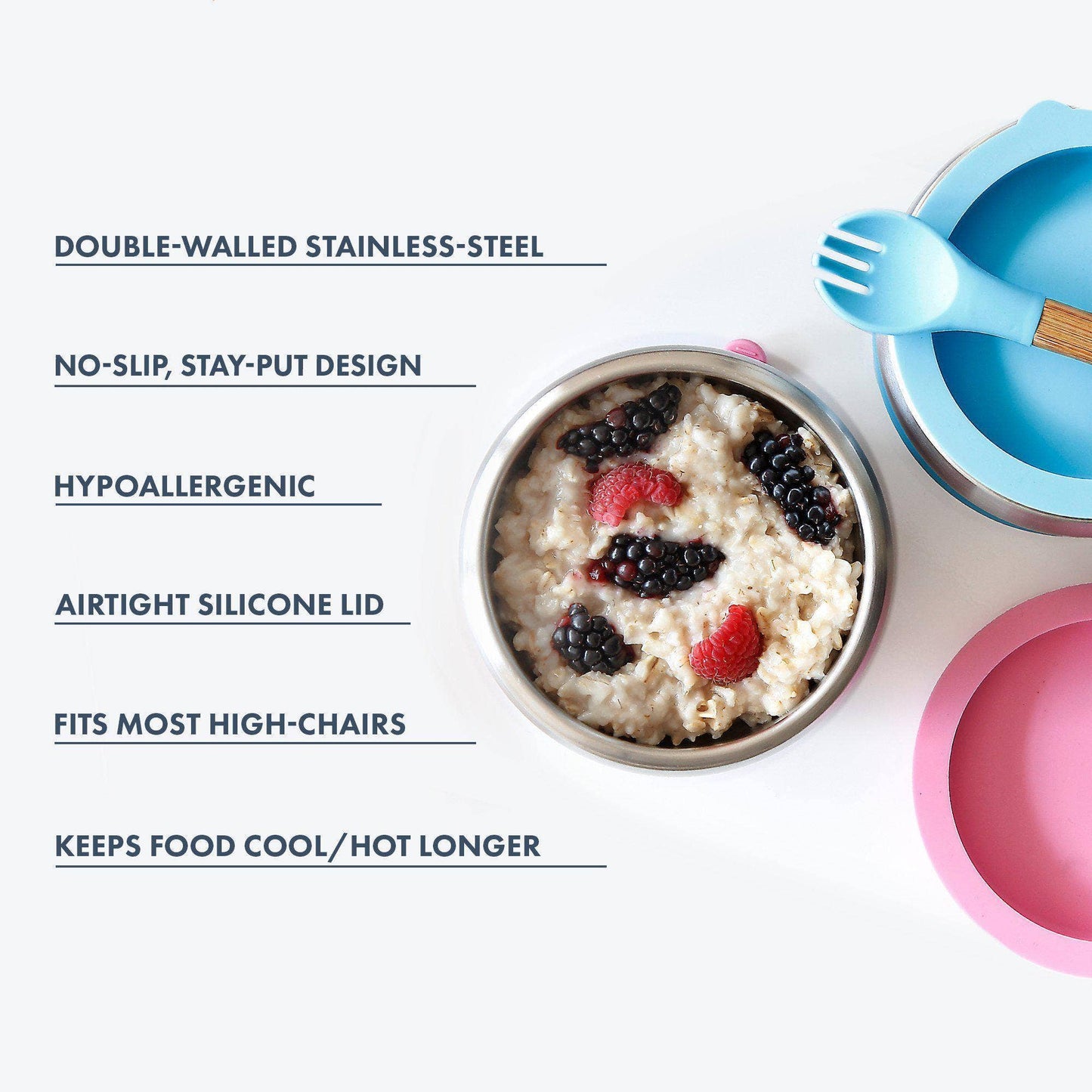 Baby Bowl + Storage Lid | Stainless Steel & Silicone: Green