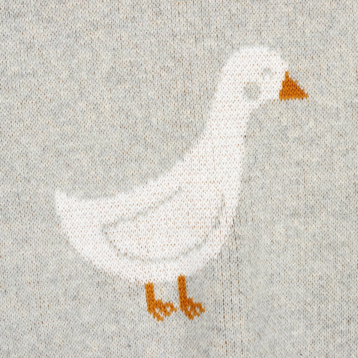 Duck Waddle - Organic Jacquard Knit Baby Blankets: Vanilla Grey