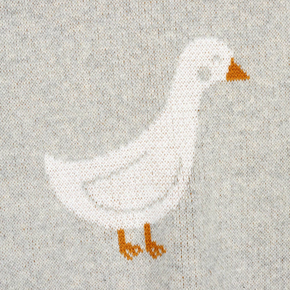 Duck Waddle - Organic Jacquard Knit Baby Blankets: Vanilla Grey