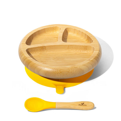 Baby Divided Plate + Spoon | Bamboo & Silicone: Blue