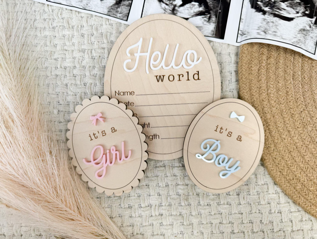 Baby Gender Reveal and Stats Sign