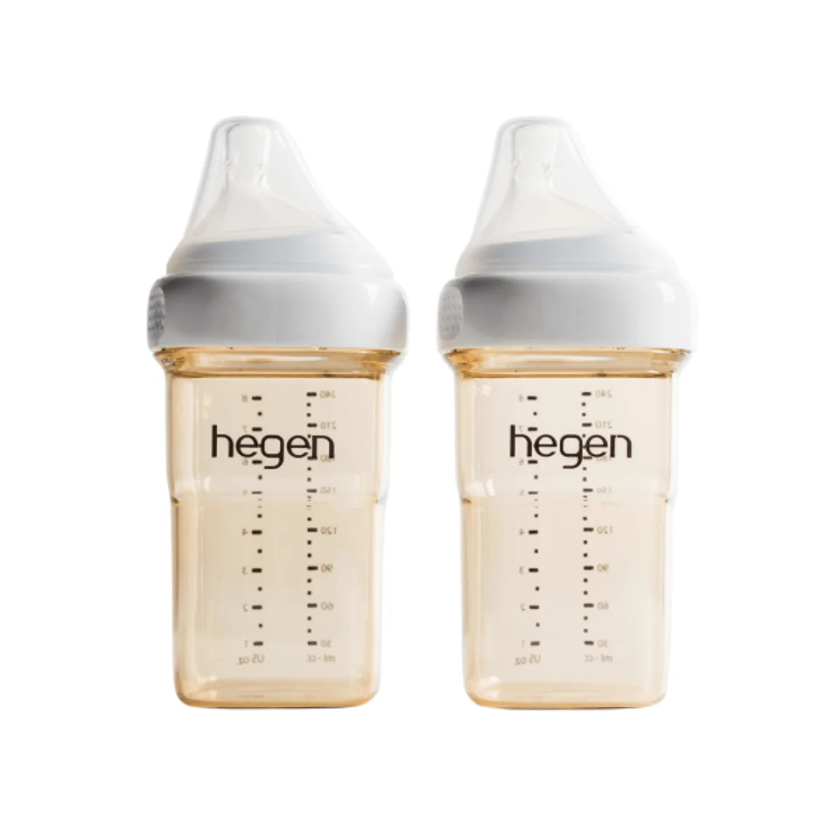 HEGEN PCTO™ 240ML/8OZ FEEDING BOTTLE PPSU, 2-PACK WITH 2 X MEDIUM FLOW NIPPLE (3 TO 6 MONTHS)