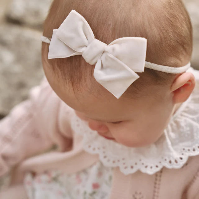 PINK VELVET BOW HEADBAND SET 3 PK