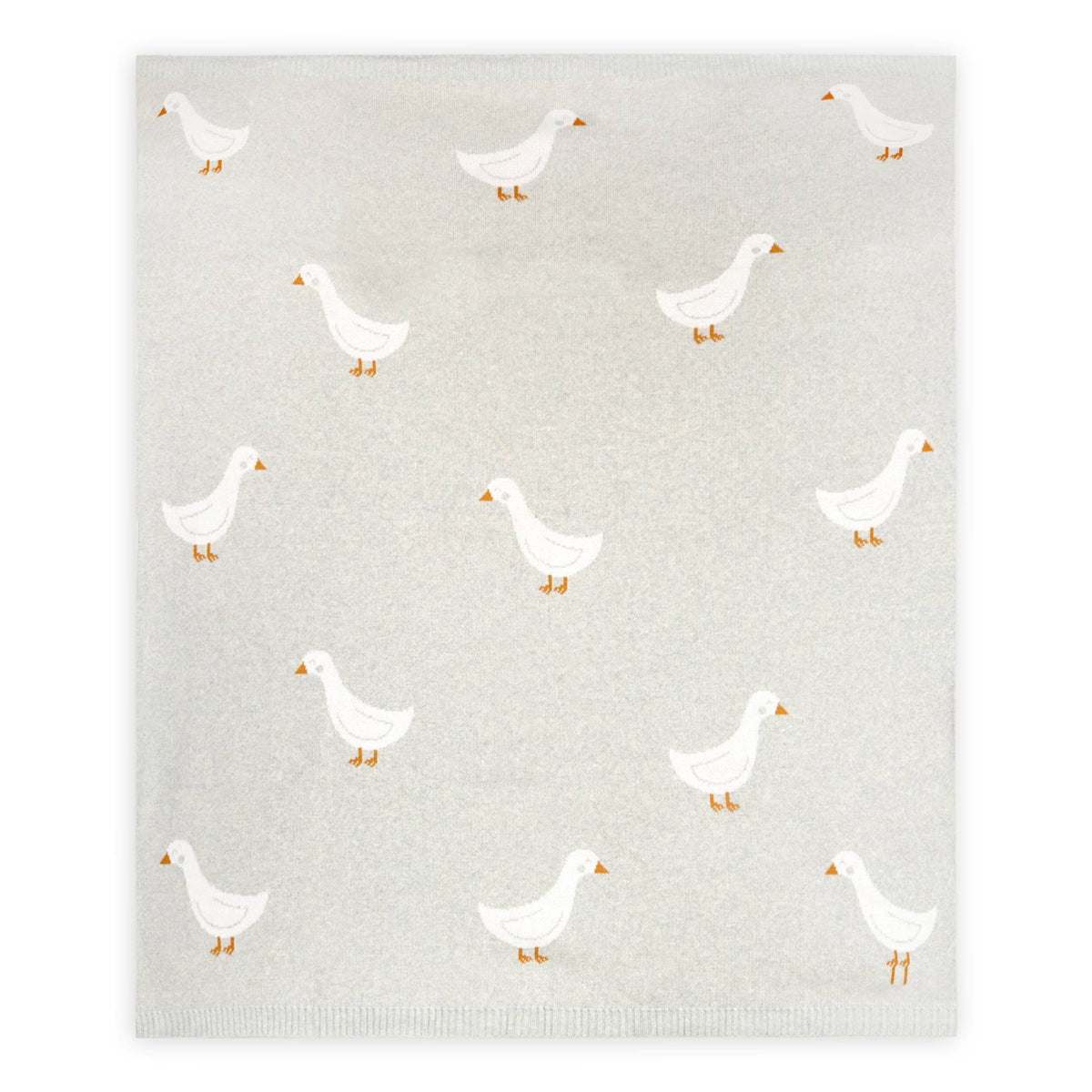 Duck Waddle - Organic Jacquard Knit Baby Blankets: Vanilla Grey