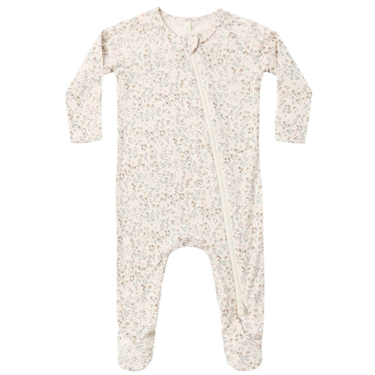 Quincy Mae Bamboo Zip Footie - Bloom