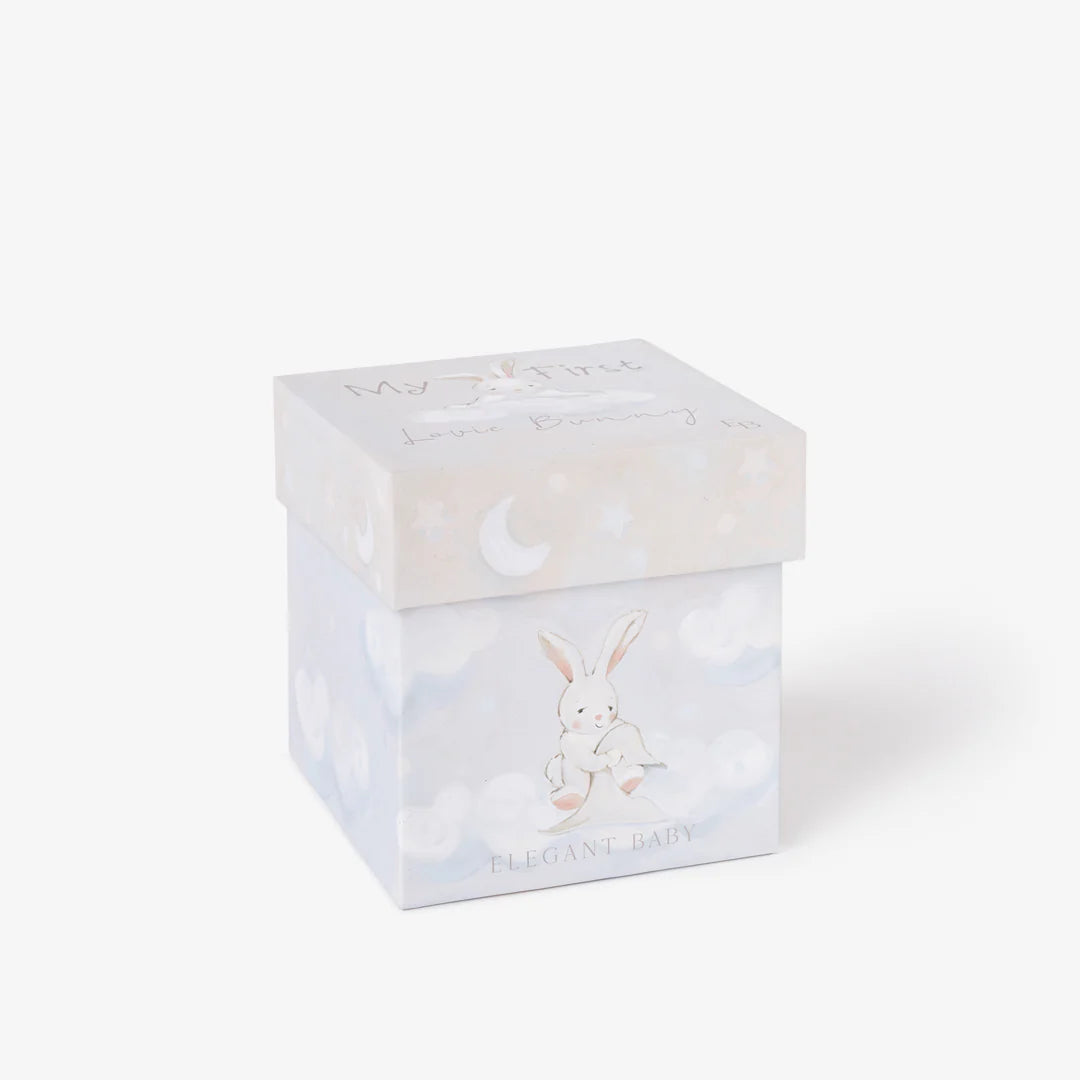 TAUPE LOVIE BUNNY SECURITY BLANKIE W/ GIFT BOX