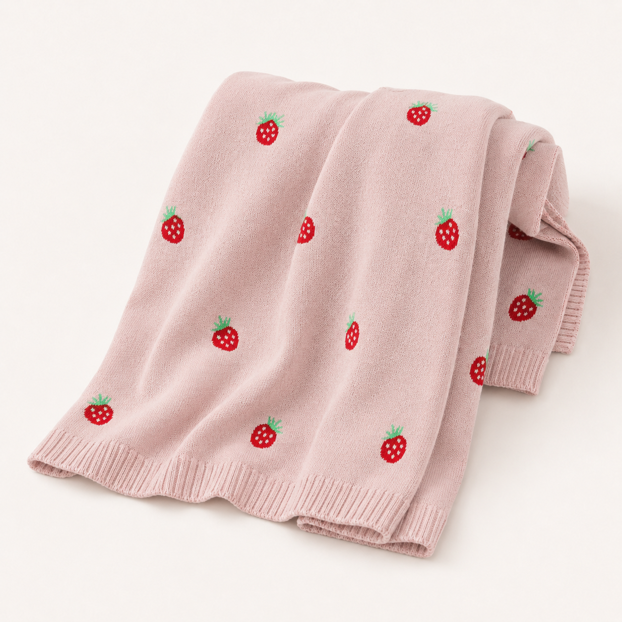 Strawberry - Organic Cotton Jacquard Baby Blanket: One Size
