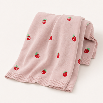 Strawberry - Organic Cotton Jacquard Baby Blanket: One Size