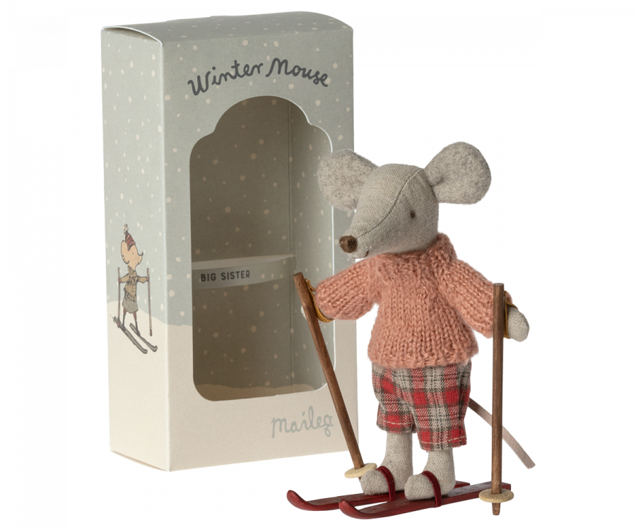 Winter mouse with ski set, Big sister