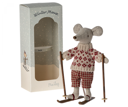 Winter mouse with ski set, Mum