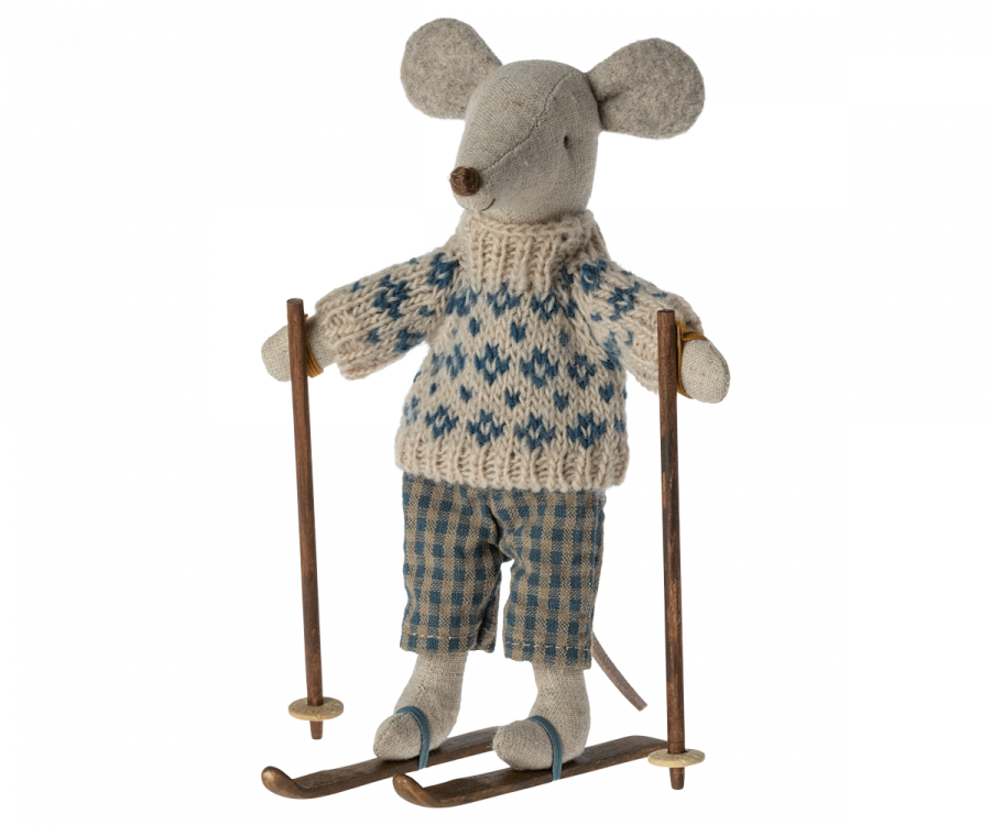 Winter mouse with ski set, Dad