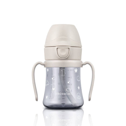 Grosmimi PPSU Straw Cup with Flip Top - 6oz (200ml): Ocean_Beige