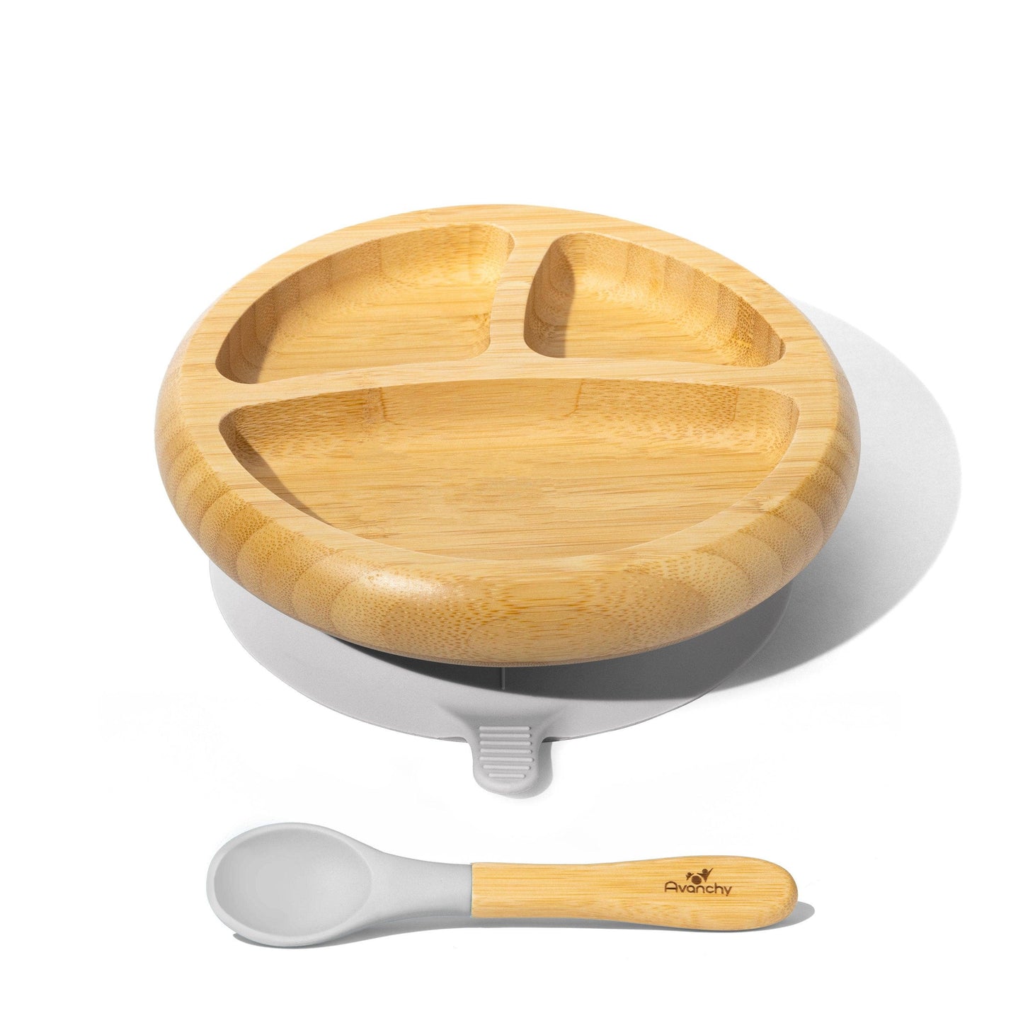 Baby Divided Plate + Spoon | Bamboo & Silicone: Pink