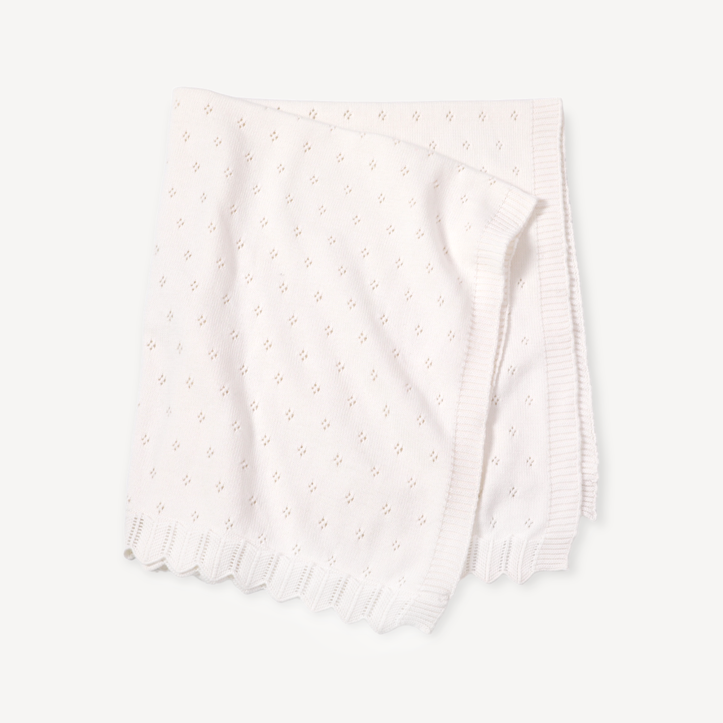 Dove White Classic Pointelle Knit Baby Blanket (Organic): Ivory
