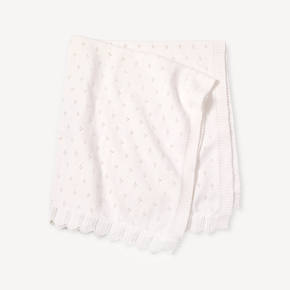 Dove White Classic Pointelle Knit Baby Blanket (Organic): Ivory