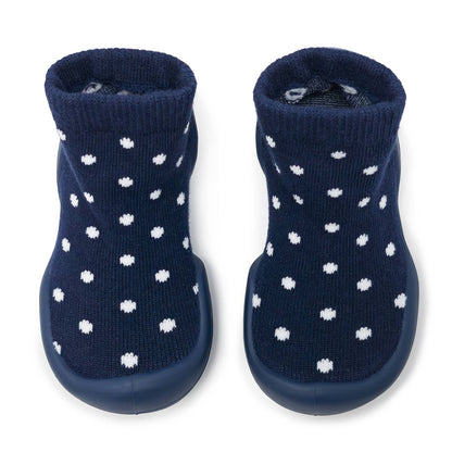 Komuello first walker baby sock shoes - Dotty - Navy