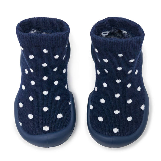 Komuello first walker baby sock shoes - Dotty - Navy