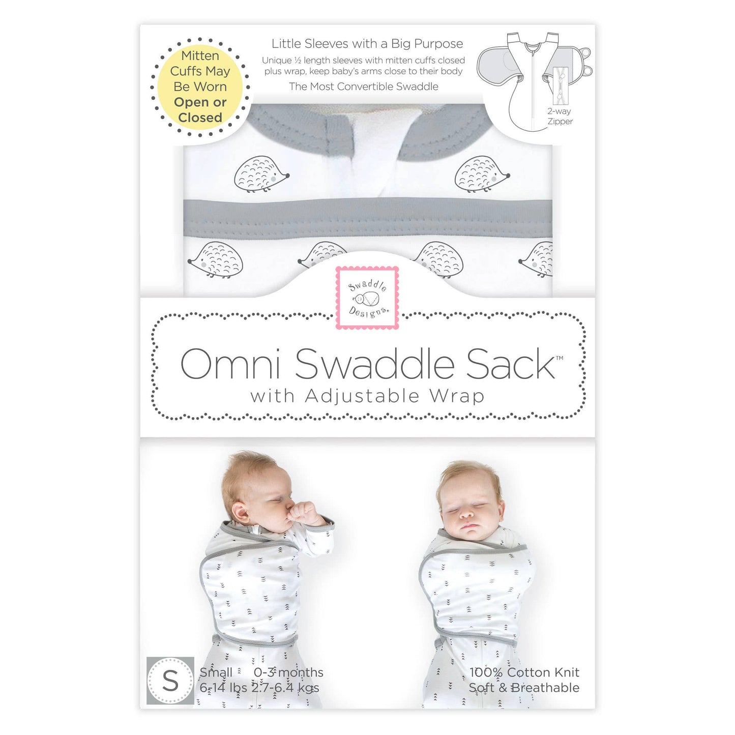 Omni Swaddle Sack, Hedgehogs, Newborn 0-3 Mo: Small 0-3 Mo