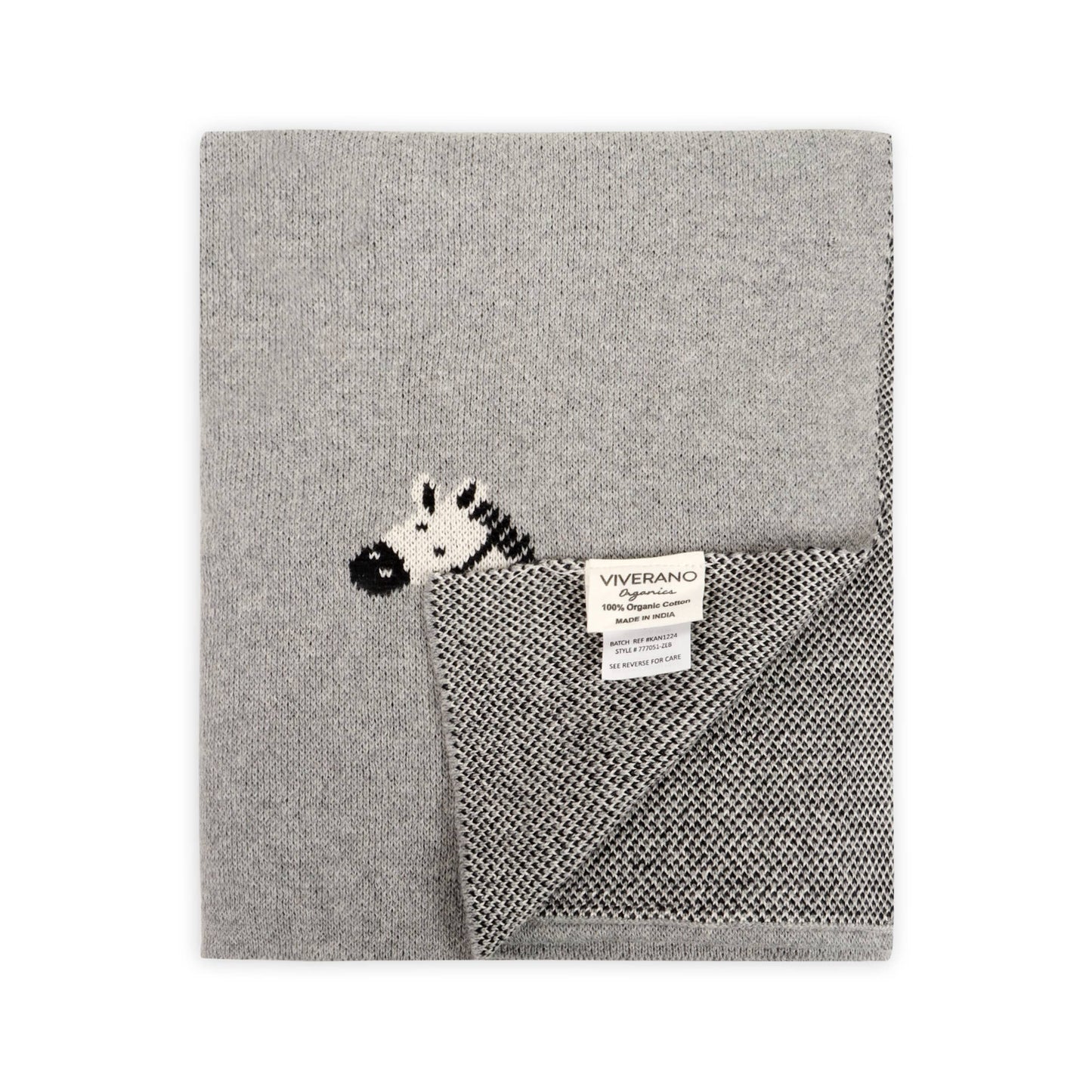 Zebra - Organic Cotton Jacquard Knit Baby Blanket: One Size