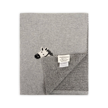 Zebra - Organic Cotton Jacquard Knit Baby Blanket: One Size