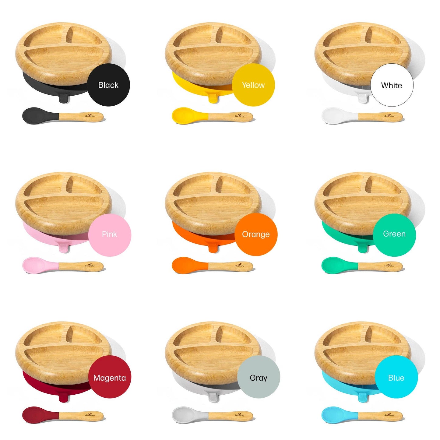 Baby Divided Plate + Spoon | Bamboo & Silicone: Blue