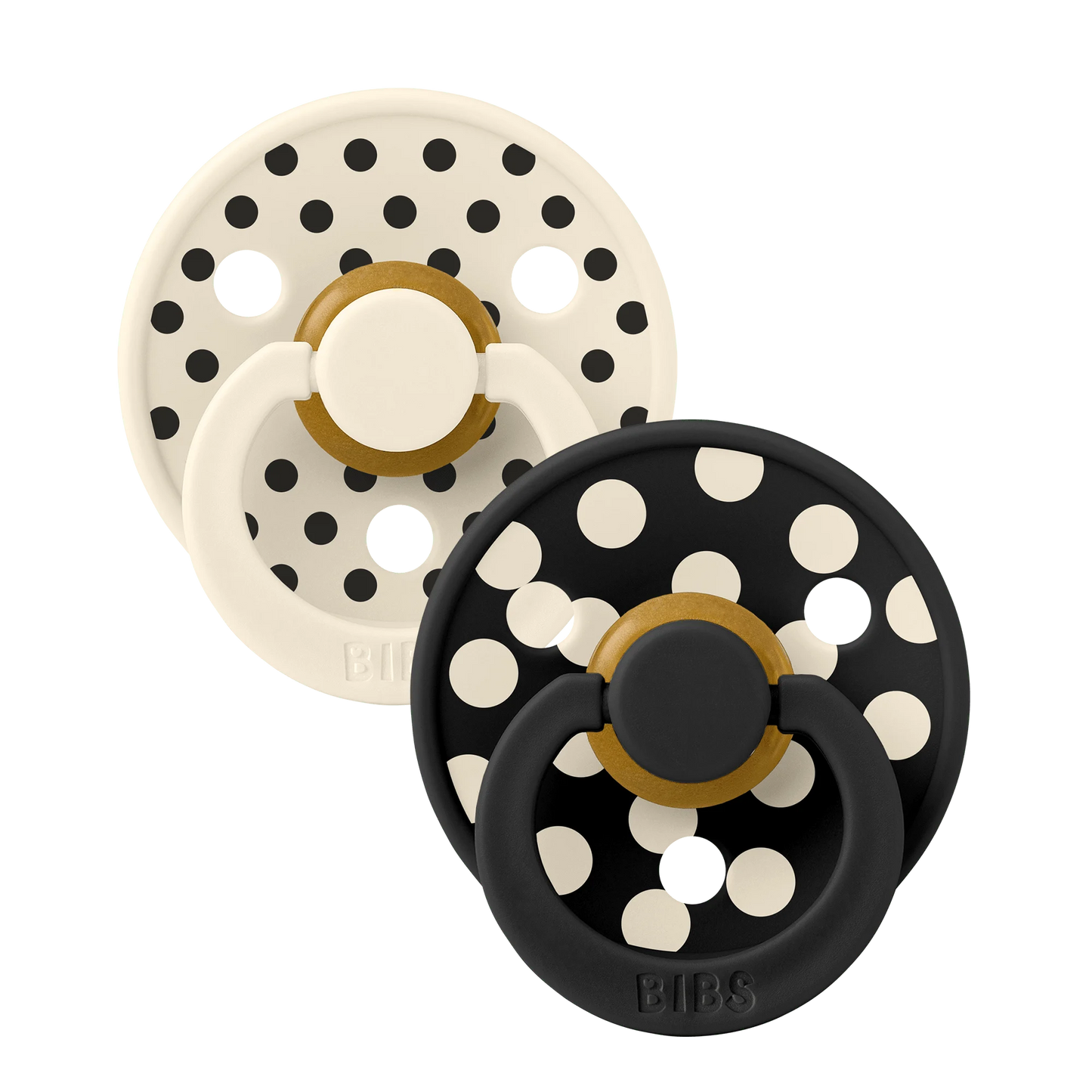 BIBS Colour Polka Latex Pacifiers 2 pack - Ivory / Black