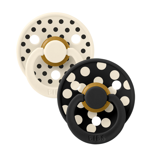 BIBS Colour Polka Latex Pacifiers 2 pack - Ivory / Black
