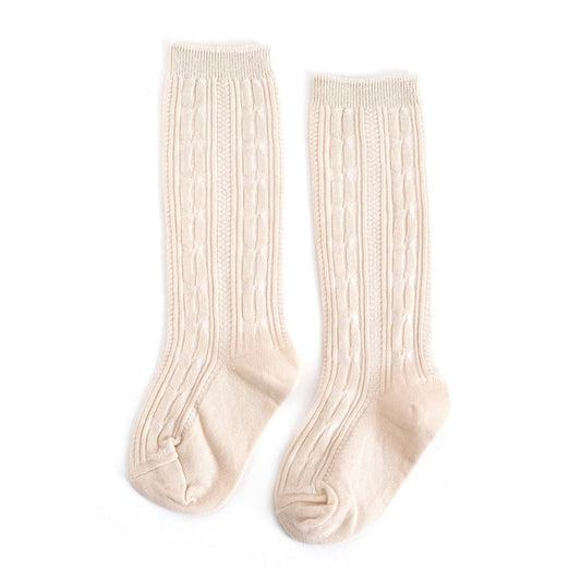 Little Stocking Co. Vanilla Cable Knit Knee High Socks