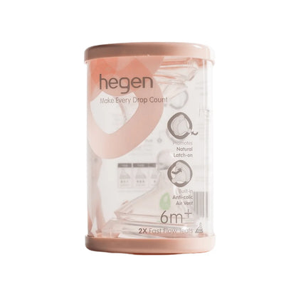 HEGEN NIPPLE FAST FLOW, 2-PACK (6 MONTHS AND BEYOND)