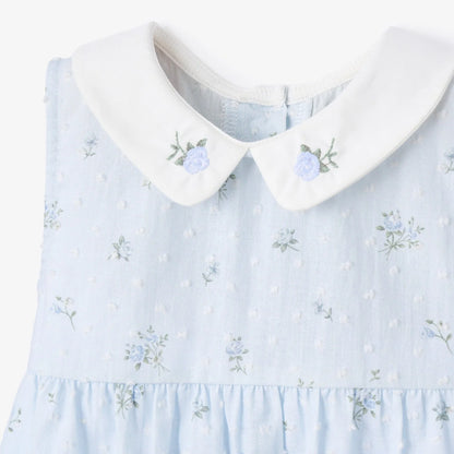 BLUE ENGLISH ROSE EMBROIDERED COLLAR BUBBLE
