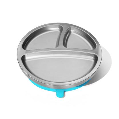 Baby Round Divided Plate | Stainless Steel & Silicone: Orange