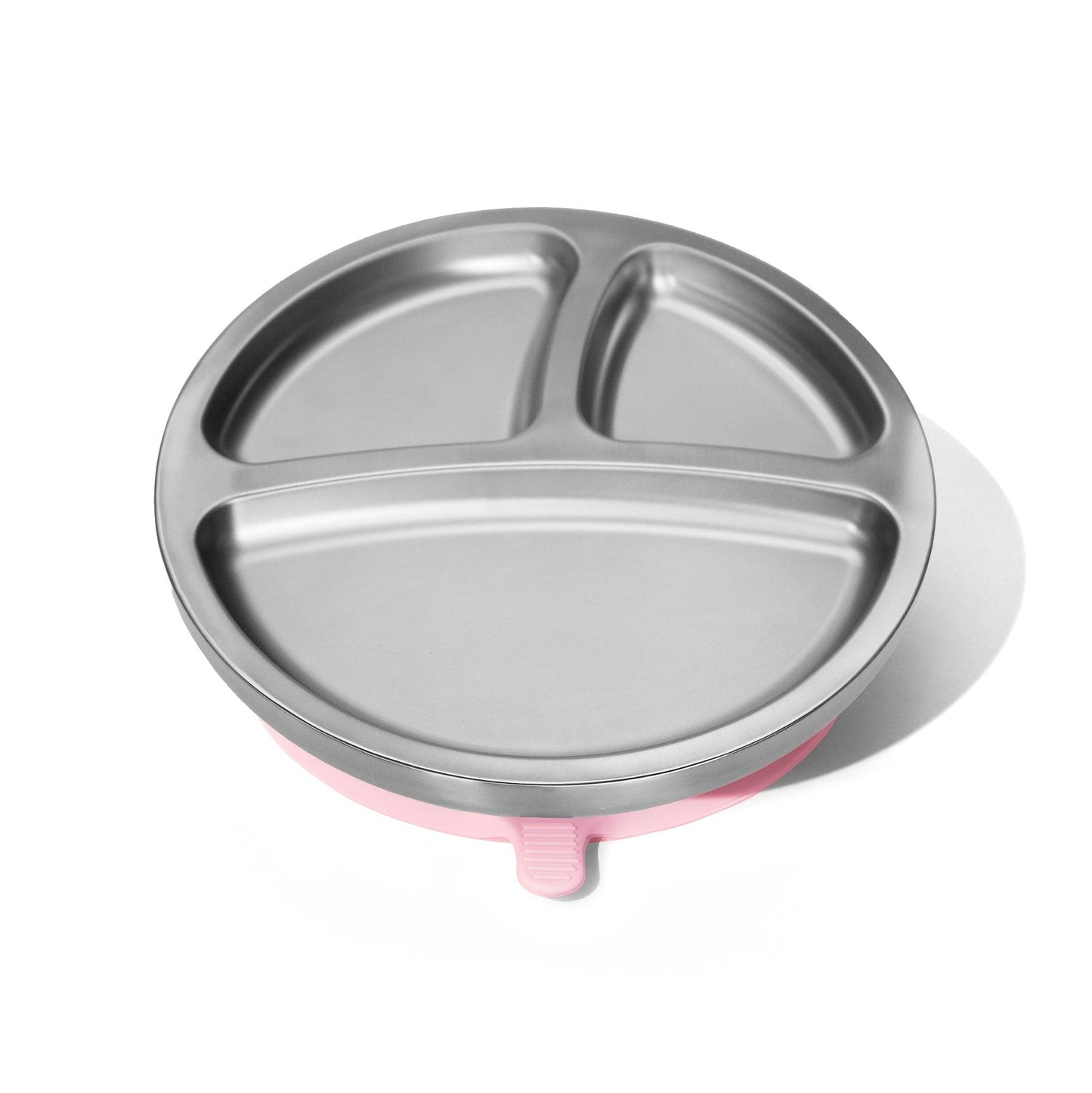Baby Round Divided Plate | Stainless Steel & Silicone: Pink