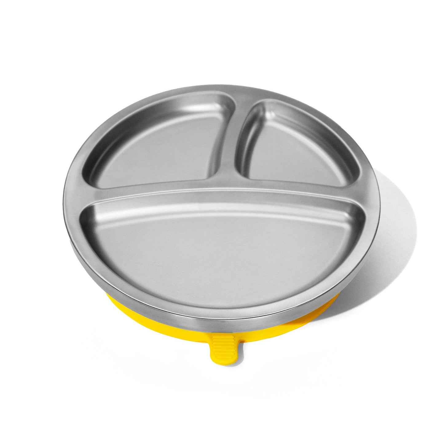 Baby Round Divided Plate | Stainless Steel & Silicone: Pink