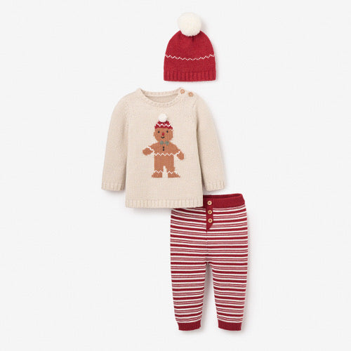 Gingerbread Pullover+ Stiped Pants+ Red Hat