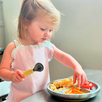 Baby Round Divided Plate | Stainless Steel & Silicone: Pink