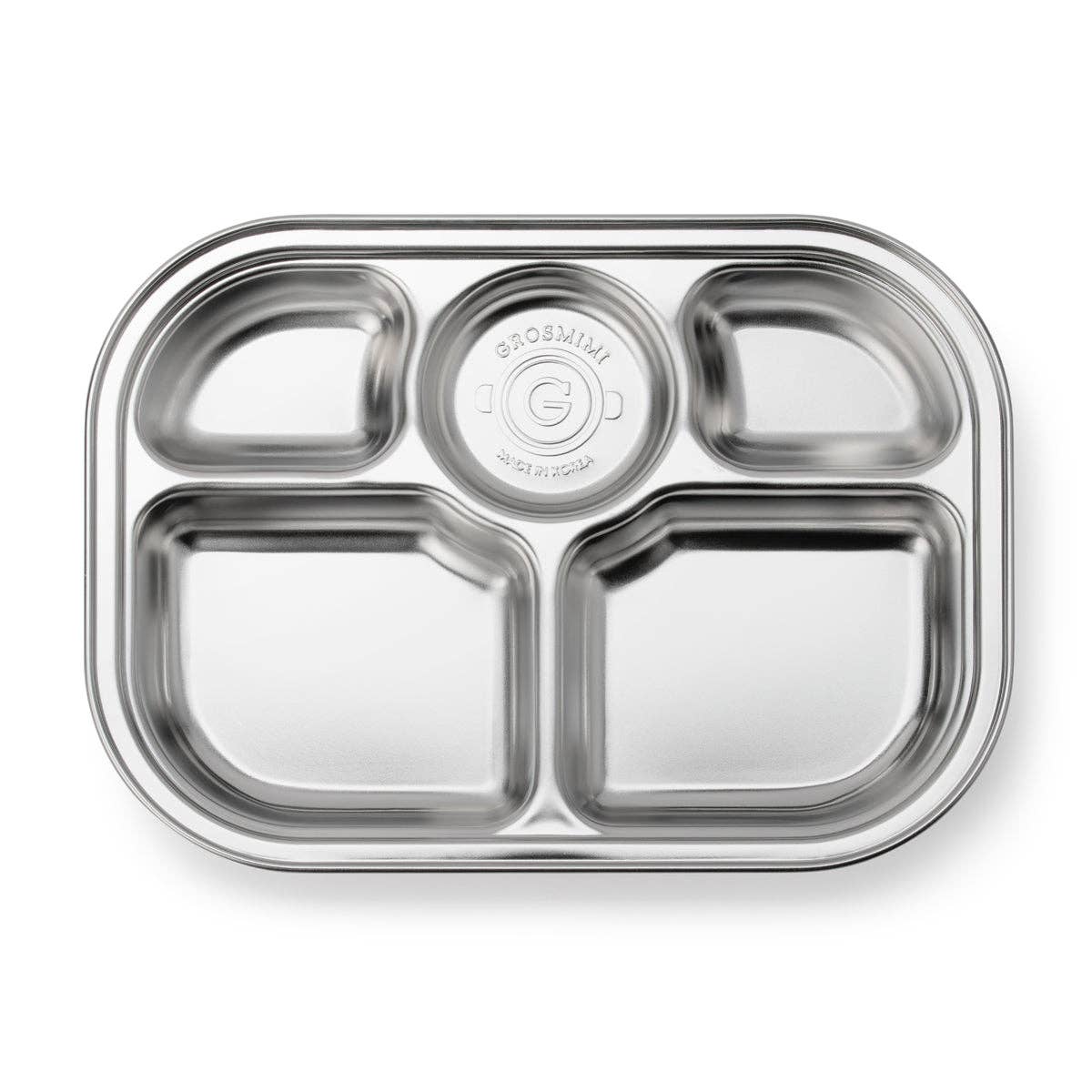 Grosmimi Stainless Steel Food Tray with 5 Compartment: Knotted with suction