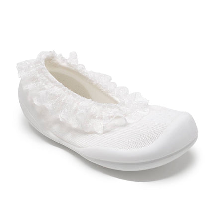 Komuello first walker baby sock shoes -Flat-Snow Lace
